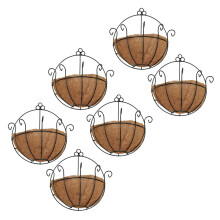 6 PCS Iron Wall Hanging Gentleman Basket 25cm Semi-Circular Plant Flower Wall Hanging Bracket Plant Hanger Decoration
