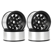 4 Peças de Aro de Roda de Metal Beadlock de 1,55" com 10 Raios para RC 1/10 D90 TF2 para CC01 LC70 MST Preto