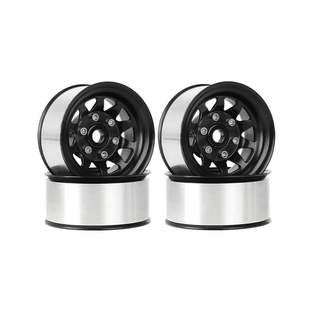 4Pcs 1.55" Metal Beadlock Wheel 10-Spoke Wheel Rim For Rc 1/10 D90 Tf2 Cc01 Lc70 Mst Black 6032710842544