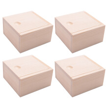 4X Small Scatola Portaoggetti in Legno Liscia per Gioielli