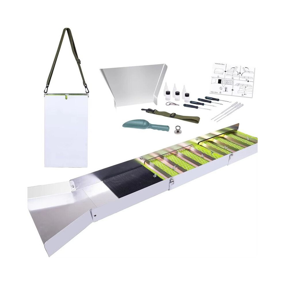 1 Set Gold Panning & Prospecting Kit With 50Inch Folding Sluice Box Portable Aluminum Alloy Mining Equipment Accessories 6031902562451