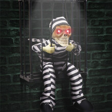 Schreeuwende Geanimeerde Halloween-Decoraties, Halloween-Decor met Bewegingssensor, Enge Schedelkooi-Gevangene,B