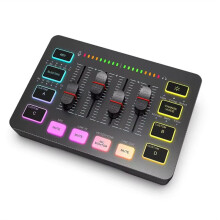 Gaming Audio Mixer,Streaming 4-Channel RGB Mixer with XLR Microphone Interface,for Game Voice,Podcast