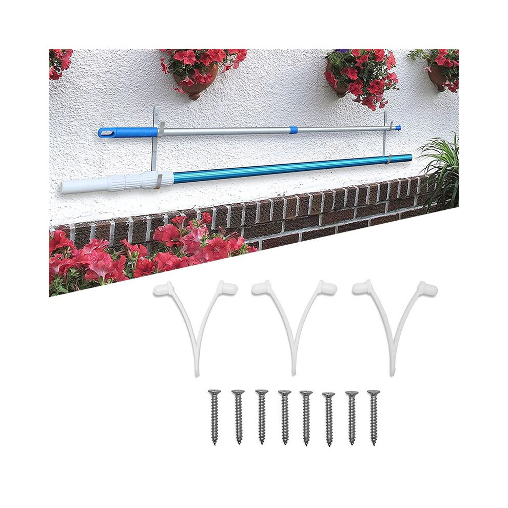 Pool Pole Hanger Premium 4Pc Aluminium Holder Set, Hooks For Telescopic Poles, Skimmers, Leaf Rakes, Brushes 6031068221506