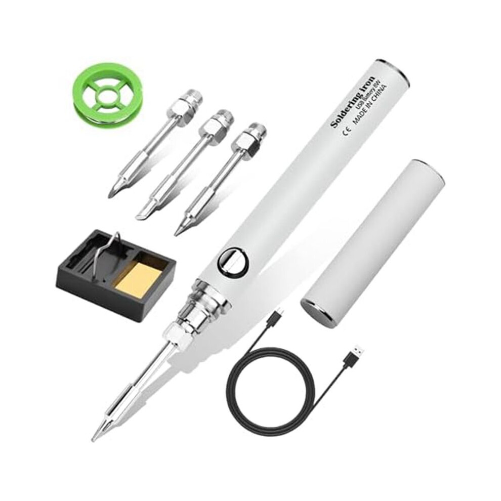 Cordless Soldering Iron Kit, Usb Rechargeable Cordless Soldering Iron, 3 Temperature Adjustment Soldering Iron - White 4712531352775