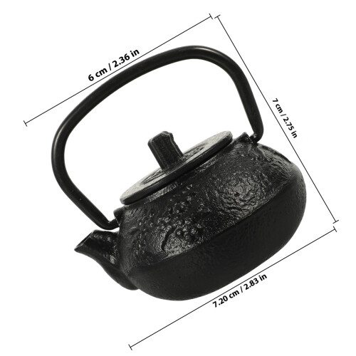 Black Cast Iron Mini Teapot Decorative Tea Kettle for Home Office 1