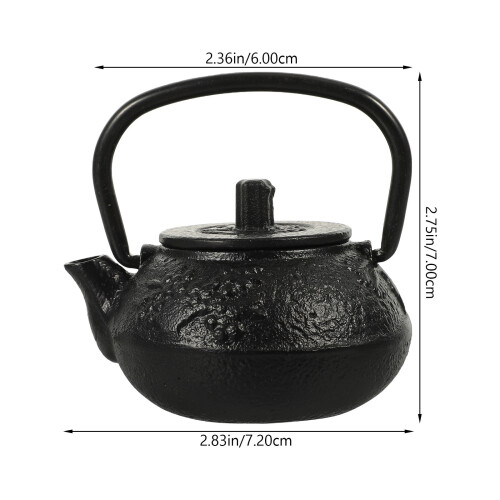 Black Cast Iron Mini Teapot Decorative Tea Kettle for Home Office 2