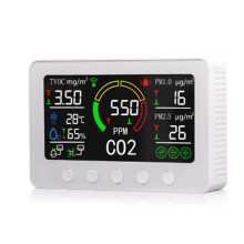 Tuya WiFi Co2 Sensor 6 in 1 Air Quality Sensor Temperature Humidity Detector Color Screen Display EU Plug
