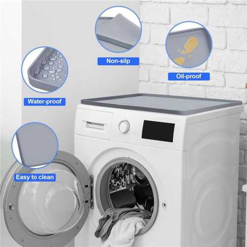 2X Tapete Protetor de Borracha de Silicone para Lavadora e Secadora de 23,6 X 23,6 Polegadas para Lavadora e Secadora, Capa Antiderrapante Superior 1