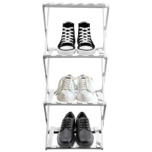 Étagère à Chaussures en Bambou pour Entrée - Organisateur Pliable et Étroit pour Petits Espaces, Blanc,