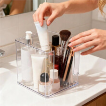 Clear Acrylic Makeup Organizers Divided Cosmetic Storage Display Case Acrylic Cosmetic Organizer for Offices Home Desk