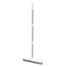 Broom Carpet Rake with Squeegee Long Handle for Pet Hair Fur Remover Broom for Fluff Carpet Hardwood Floor No Scratch