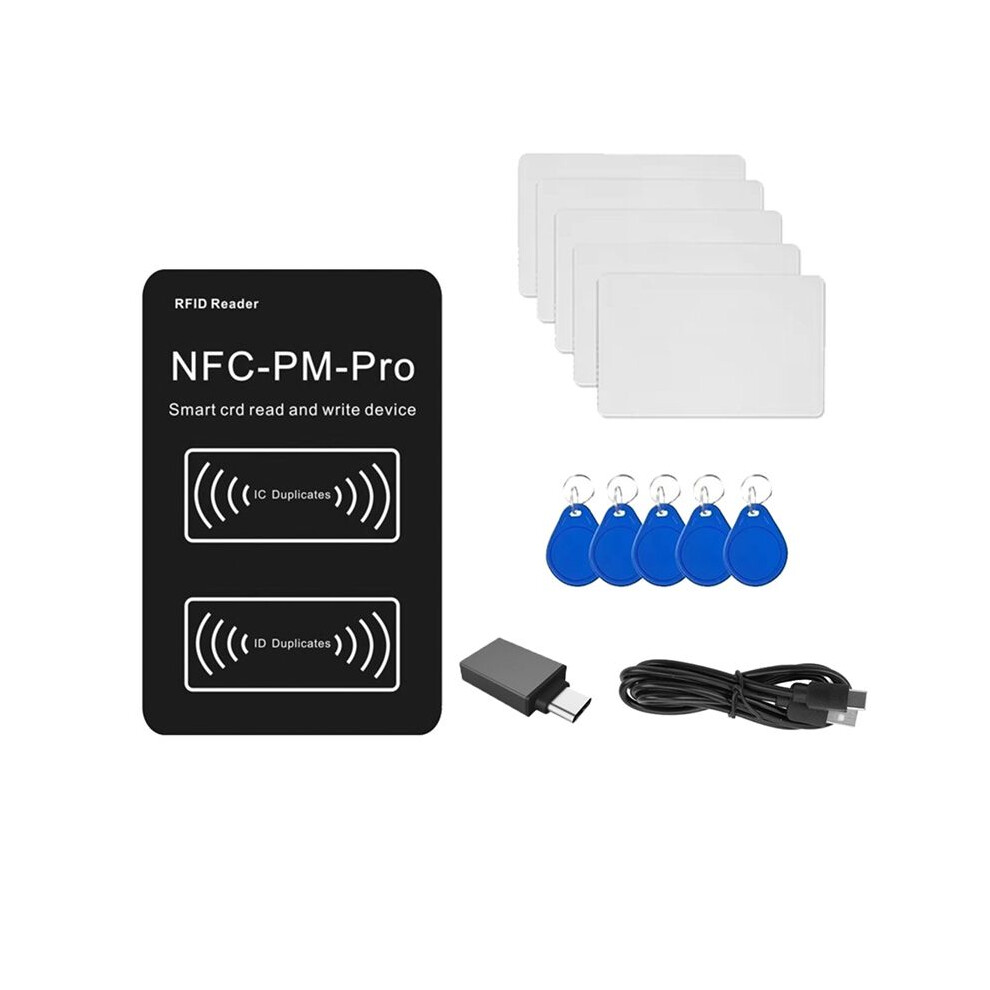 Rfid Chip Reader Pm Pro Decoder+5Xuid Card+5Xcuid Keychain Nfc Key Copier 13.56Mhz 125Khz Badge Write Token Clone Black/White 6031035788483