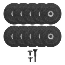 Rodas de Corte de 3 Polegadas com Kit de Mandril de 1/4 de Polegada, Discos de Corte de Rodas com Furo de Eixo de 3/8 de Polegada 10 Peças + 1 Pacote