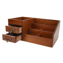 Schreibtisch-Organizer Aus Holz im Retro-Stil, Mehrschichtiger Aufbewahrungsschrank Aus Holz, Schublade für Kosmetikartikel und Schmuck