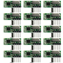 15 Piezas 433Mhz Receptor RF Superheterodino UHF ASK 433Mhz Kit de Módulo de Control Remoto de Tamaño Pequeño de Bajo Consumo con Antena