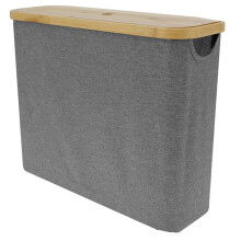 Foldable Bathroom Trash Can with Wooden Cover, Toilet Paper Basket, Large Capacity Household Paper Storage Holder