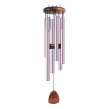 6 Metal Tubes Wind Chimes Courtyard Corridor Balcony Decor Retro Wood Metal Pipes Wind Chime with Wood Hang Tag