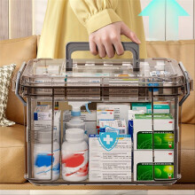 Caja de Almacenamiento Impermeable de Doble Capa, Transparente, con Múltiples Compartimentos, para Suministros de Primeros Auxilios en el Hogar y el