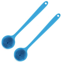 Silicone Long-Handled Bath Brush Cleaning Massage Brush Lazy Back Scrub and Scrub Tool Double-Sided Bath Brush 2pcs A