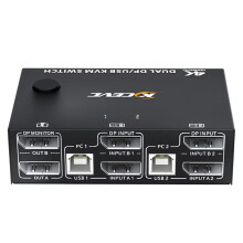 KCEVE 8K Dual Monitor KVM ,  1.4 KVM  2 Bildskärmar 2 Datorer 8K 30Hz 4K 144Hz med 4 USB-Portar