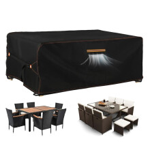 Terrasmeubelhoezen, Waterdichte Hoes voor Buitenbanken, Hoes voor Terrastafels met Ventilatieopening, Winddichte Gespen 125x125x74CM