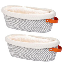 2pcs Cotton Rope Banneton Bread Proofing Basket, Oval Bread Basket with Liners & Covers for Artisan Bread Baking
