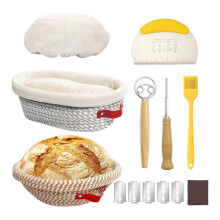 Bread Proofing Basket ,Round & Oval Cotton Rope Sourdough Bread Baking Supplies Proofing Bowls with Liners & Covers