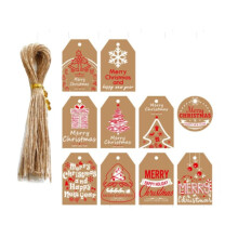 10 Pack Brown Paper Christmas Gift Tags,Xmas Brown Gift Tags with Burlap Twine for DIY Xmas Holida