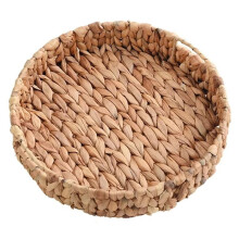 Rattan Wicker Basket Handwoven Fruit Tea Snack Bread Basket Cosmetic Round Storage Box Water Hyacinth Tray Jewelry Dish C