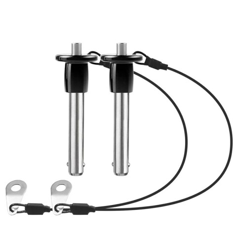 2 Pack 304 Stainless Steel Quick Release Pin  Locking Pin with Push Button Round Handle Lanyard Usable Length 30mm