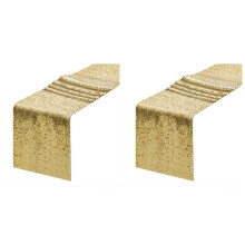 2 Pack Gold Sequin Table Runner 12x108 Inches for Party and Wedding Decorations
