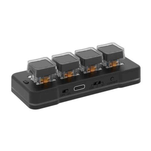 MK424BT 4-Key  Customized Keyboard with Mechanical   USB+BT Dual-Mode Macro Programmable Keyboard Black