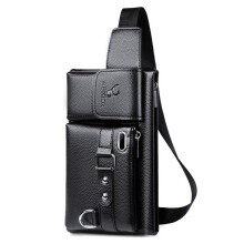 WEIXIER Marke Unisex Single-Shoulder Multifunktions-Taillentasche mit GroßEr KapazitäT Herren-Brusttasche Casual Messenger Bag Wallet Schwarz
