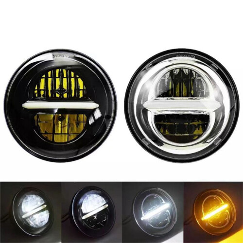Farol de LED de Motocicleta Retrô de 5,75 Polegadas para Farol , Luz de Modificação de Seta Diurna, Preto 1