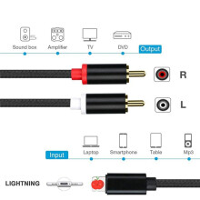 Rozdzielacz USB L do 2 RCA Y dla 6 7 8 X XR XS 11 12 13 14 Pro Max SE Złącze Audio TV Samochód Długi Przewód 3 Metry