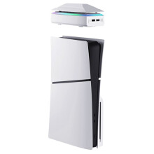 FüR PS5 Slim Top-LüFter für PS5-Spielekonsole, Staubdichter, Wasserdichter MultifunktionslüFter mit RGB-Farblichtern