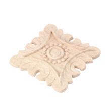 4X Vintage Unpainted Wood Carved Corner Onlay Applique Frame Background Home Furniture Wall Cabinet Door Decor