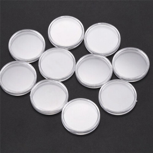 30 Pcs Small Round Transparent Plastic Coin Capsules Box 30mm 1