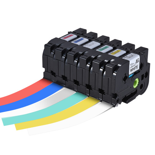 Black on White 12mm x 8m Laminated Label Tape for P-touch Printer 2