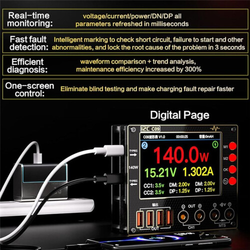 Waveform Ammeter with Charging TestData Voltage Measurement Multimeter Test,with TestLead, for Mobile Phone Reairing 1