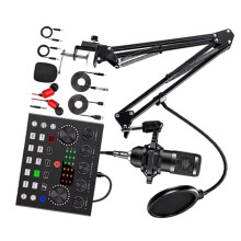 BM800 V8s Podcastutrustning Professionell Ljudkondensatormikrofon med Ljudkort för Karaoke-Podcastinspelning