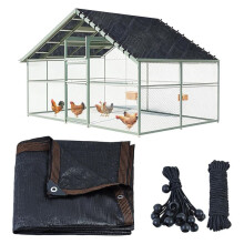 Chicken Coop Cover UV 90% Shade Cloth for Summer 11.5 X 6.6 FT Chicken Cages Cover with 20Pcs Bungees Cords