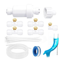 Pool-Rutschen-Sprühset, Rutschen-Wasserschlauch-Set, Inklusive 10,9 M Langem Pool-Wasserrutschenschlauch mit 5 Düsen, Wasserfilter