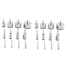 24 Stueck Diamantbohrkronen Glas Fliesen Lochsaege Bits Set, Hohlkern Bohrer, Extractor Remover Lochsaegen