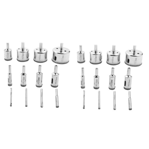 24Pcs Diamond Drill Bits Glass Tile Hole Saw Bits Set, Hollow Core Drill Bits, Extractor Remover Hole Saws