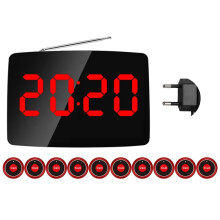 Wireless Restaurant Pager Calling System 10 Call Buttons for Bar, Office, Customer Call Waiter Service Bell Eu Plug