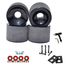 4 PeçAs 70X51Mm Rodas de Skate de Surf Longboard Baixo NíVel de RuíDo Resistente Ao Desgaste PatinaçãO de Campo com Ferramenta e Juntas (Preto)