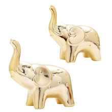 1 Paio di Decorazioni per la Casa con Statua di Elefante D'Oro, Figurine nel Stile Moderno, Scultura per Desktop da Soggiorno, Ornamenti nel Ceramica