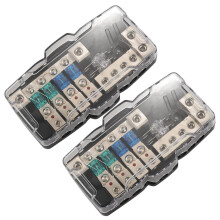 2X Multi-Functional LED Car Audio Stereo ANL Fuse Holder Distribution 0/4Ga 4 Way Fuses Box Block 30A 60A 80Amp